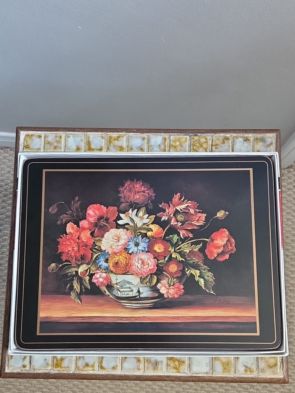 Vintage Pimpernel Cork Backed Floral Design Placemats
